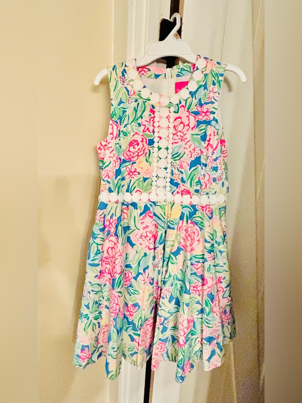 Lilly Pulitzer Floral Sleeveless A-Line Dress in Pink, Green & Blue
